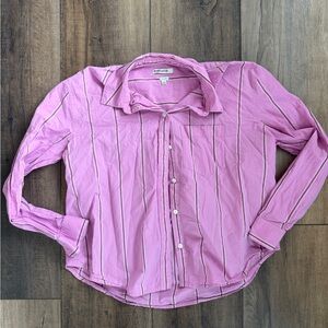 Madewell Pink Striped Button-Up Shirt